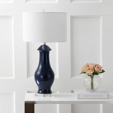 Liberty 31" Ceramic/Crystal LED Table Lamp - JONATHAN Y